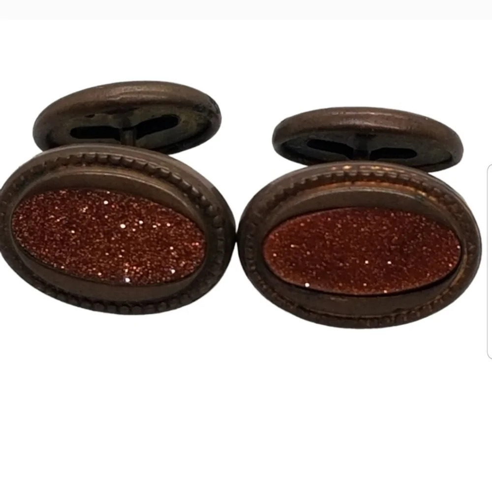 VINTAGE COPPER & SUNSTONE MEN'S CUFFLINKS